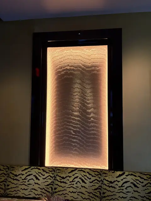 Backlit stone feature wall